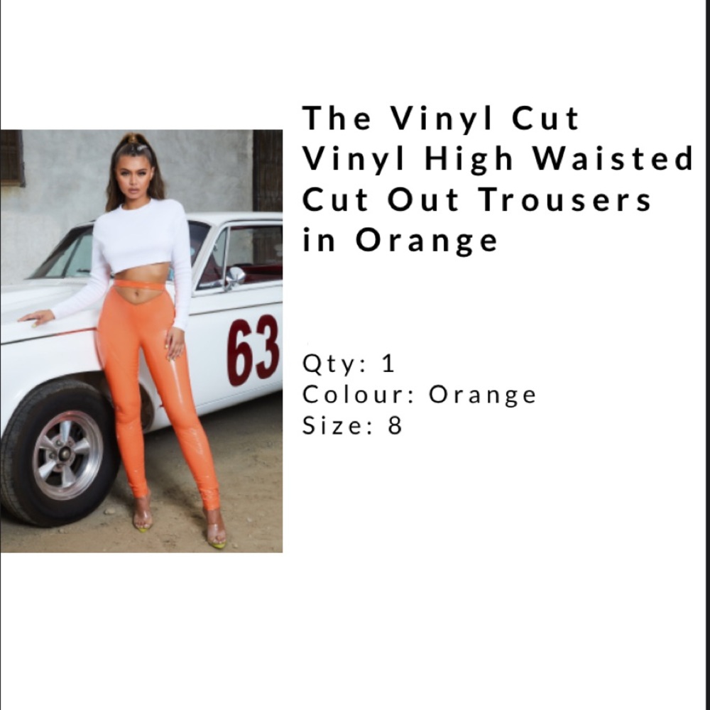 Neon orange high waist pants